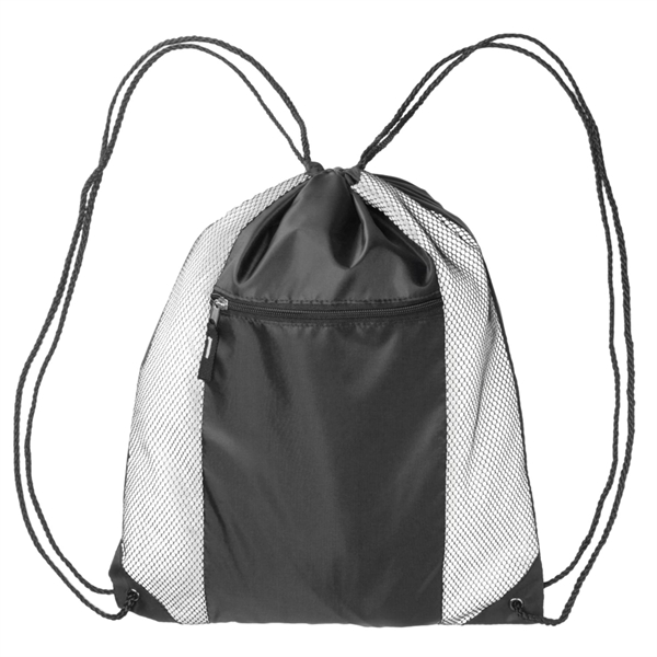 Two Color Front Zipper Pocket Drawstring Bag (18.5"x14.75") - Two Color Front Zipper Pocket Drawstring Bag (18.5"x14.75") - Image 6 of 7