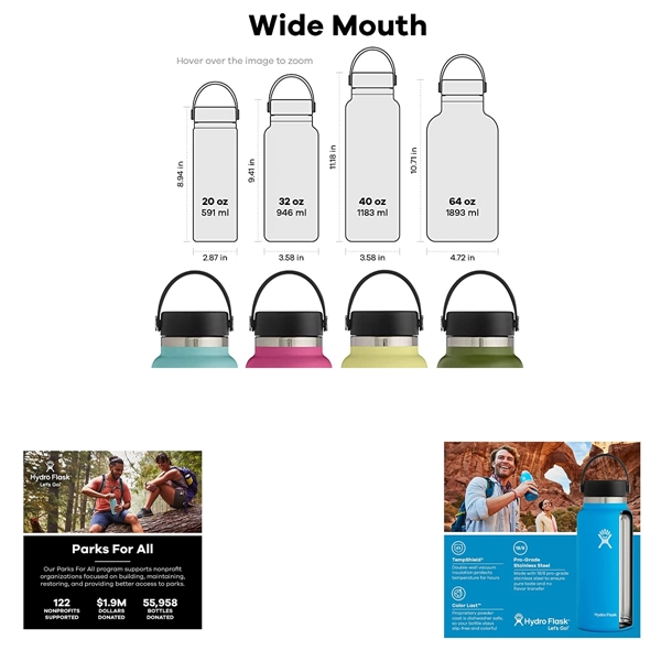 32 Oz Hydro Flask Wide Mouth Flex Cap Bottle - 32 Oz Hydro Flask Wide Mouth Flex Cap Bottle - Image 2 of 3