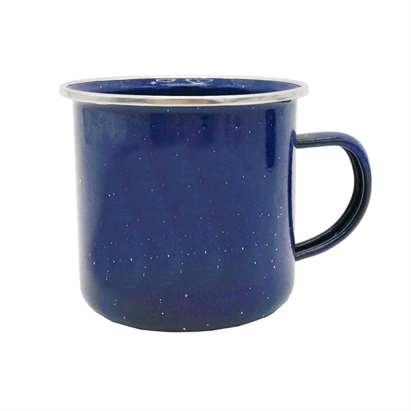 12oz Blue Tin Mug with Silver Rim for Camping Fire - 12oz Blue Tin Mug with Silver Rim for Camping Fire - Image 1 of 1