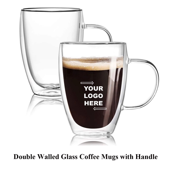 Double Walled Glass Coffee Mugs with Handle - Double Walled Glass Coffee Mugs with Handle - Image 0 of 4