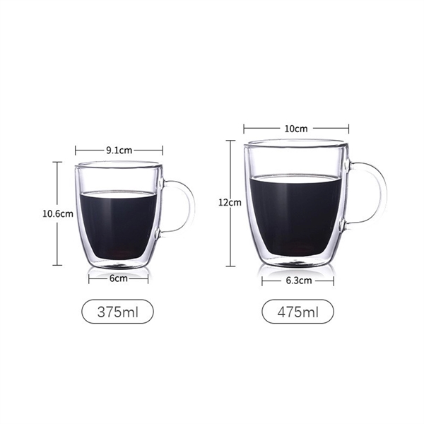 Double Walled Glass Coffee Mugs with Handle - Double Walled Glass Coffee Mugs with Handle - Image 1 of 4