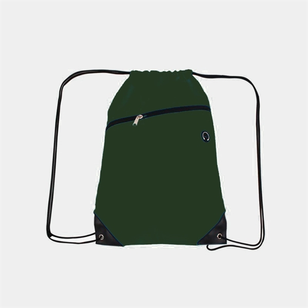 210D Polyester Drawstring Backpack w/ Zipper - 210D Polyester Drawstring Backpack w/ Zipper - Image 18 of 18