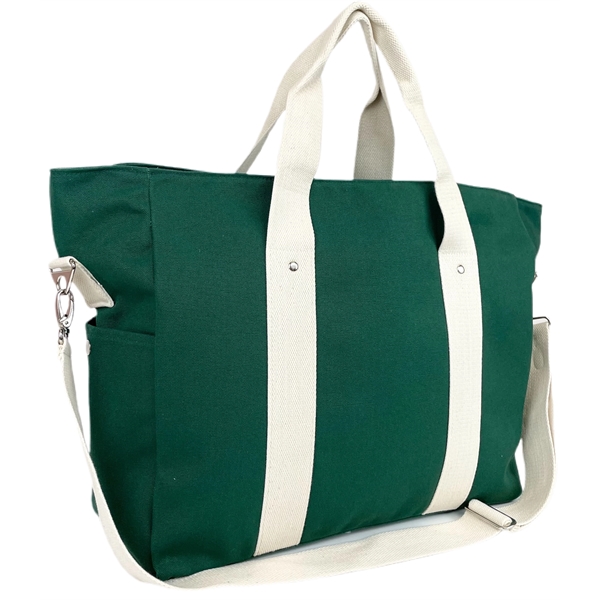 Voyager Duffel Bag Eco Friendly Canvas Green / Natural - Voyager Duffel Bag Eco Friendly Canvas Green / Natural - Image 6 of 7