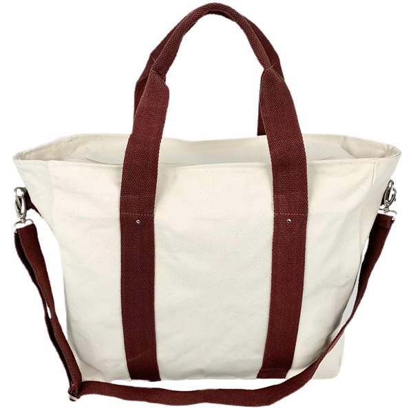 20 oz Cotton Canvas Duffle Bag Natural / Maroon Red Trim - 20 oz Cotton Canvas Duffle Bag Natural / Maroon Red Trim - Image 2 of 9