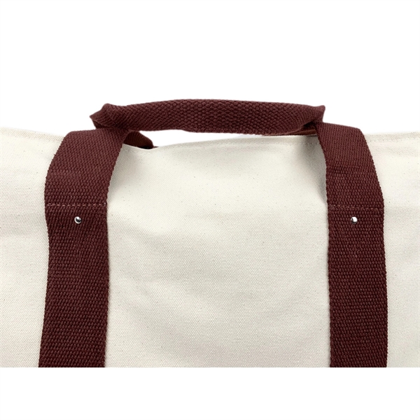 20 oz Cotton Canvas Duffle Bag Natural / Maroon Red Trim - 20 oz Cotton Canvas Duffle Bag Natural / Maroon Red Trim - Image 6 of 9