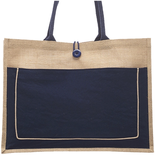 Cotton Pocket Jute Tote Bags - Cotton Pocket Jute Tote Bags - Image 2 of 8