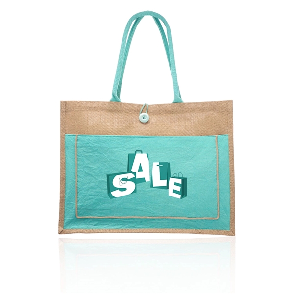 Cotton Pocket Jute Tote Bags - Cotton Pocket Jute Tote Bags - Image 4 of 8