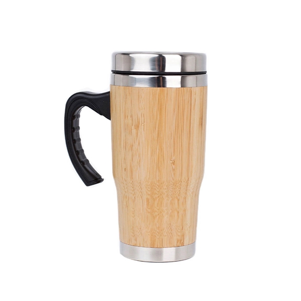 Stainless Steel Bamboo Tumbler W/ Handle - Stainless Steel Bamboo Tumbler W/ Handle - Image 1 of 3