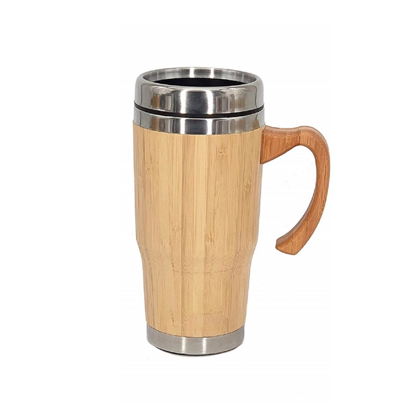 Stainless Steel Bamboo Tumbler W/ Handle - Stainless Steel Bamboo Tumbler W/ Handle - Image 2 of 3