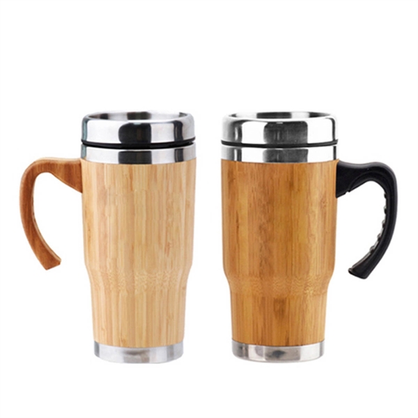 Stainless Steel Bamboo Tumbler W/ Handle - Stainless Steel Bamboo Tumbler W/ Handle - Image 3 of 3