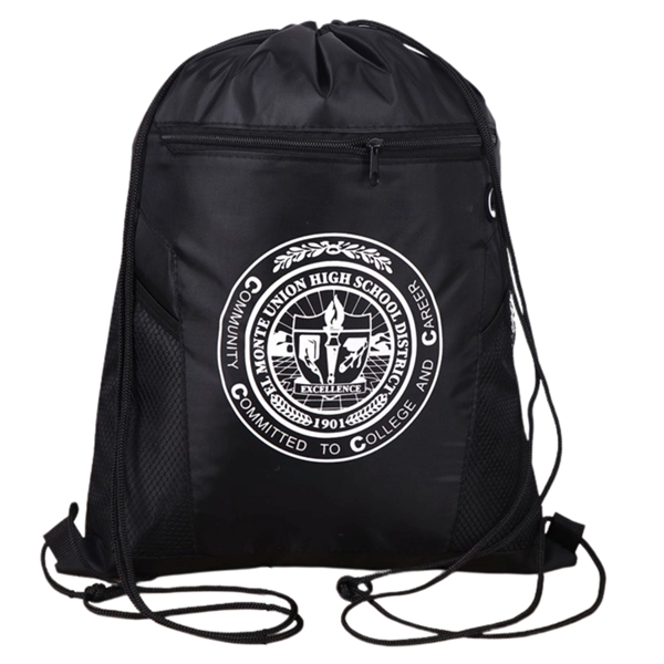 Premium Drawstring Side Mesh Backpack w/ Earphone Outlet - Premium Drawstring Side Mesh Backpack w/ Earphone Outlet - Image 1 of 5