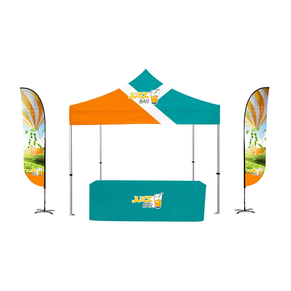 10x10ft Deluxe Canopy Kit - Tent, Flags & Tablecover
