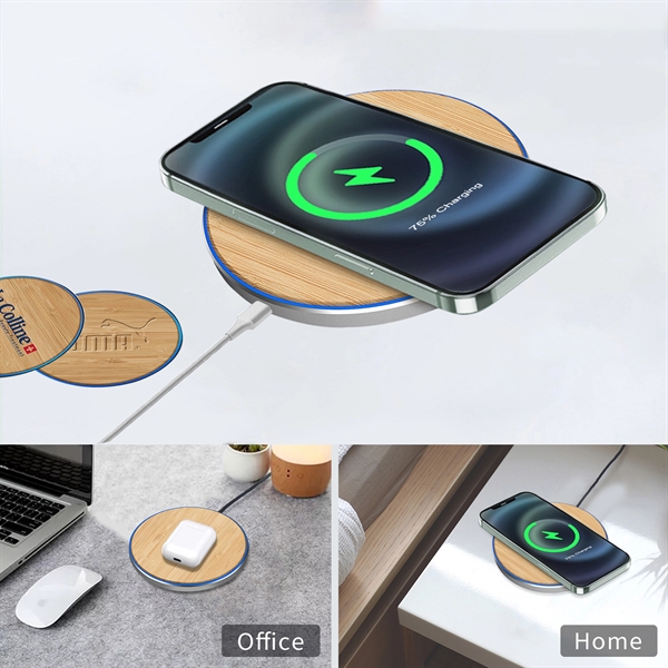 15W QI Certified Bamboo Charging Pad - 15W QI Certified Bamboo Charging Pad - Image 0 of 6
