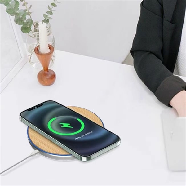 15W QI Certified Bamboo Charging Pad - 15W QI Certified Bamboo Charging Pad - Image 1 of 6