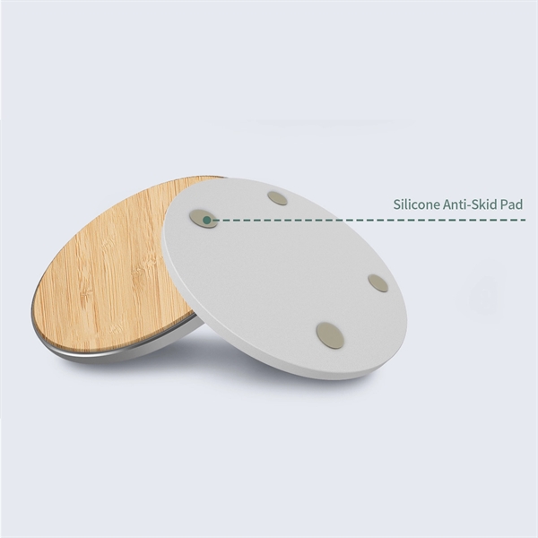 15W QI Certified Bamboo Charging Pad - 15W QI Certified Bamboo Charging Pad - Image 4 of 6