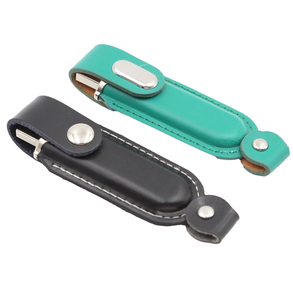 Leather USB Drive with Snap fastener and keyloop - Leather USB Drive with Snap fastener and keyloop - Image 7 of 8