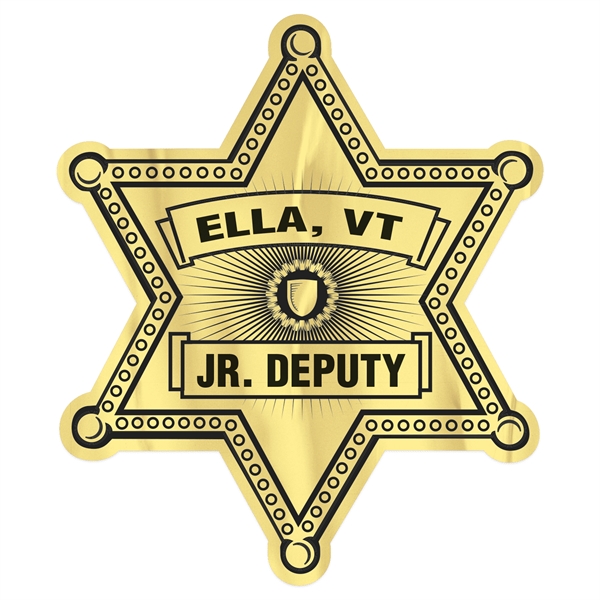 Custom Sheriff Star Paper Lapel Sticker On Roll
