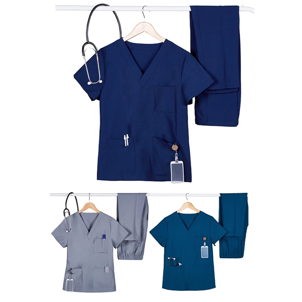 Unisex V-Neck Scrubs Medical Uniform - Unisex V-Neck Scrubs Medical Uniform - Image 3 of 5