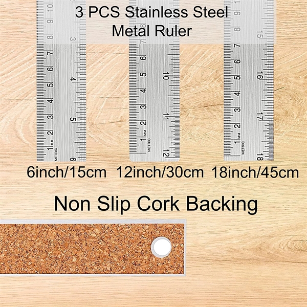 Stainless Steel Ruler Non Slip Cork Base - Stainless Steel Ruler Non Slip Cork Base - Image 2 of 4