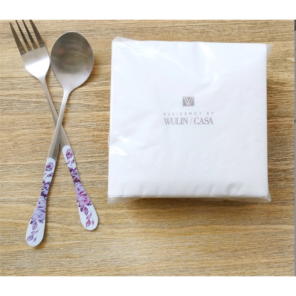 4.5" x 4.5" White 1 Ply Advertising Napkin (Free shipping) - 4.5" x 4.5" White 1 Ply Advertising Napkin (Free shipping) - Image 2 of 4