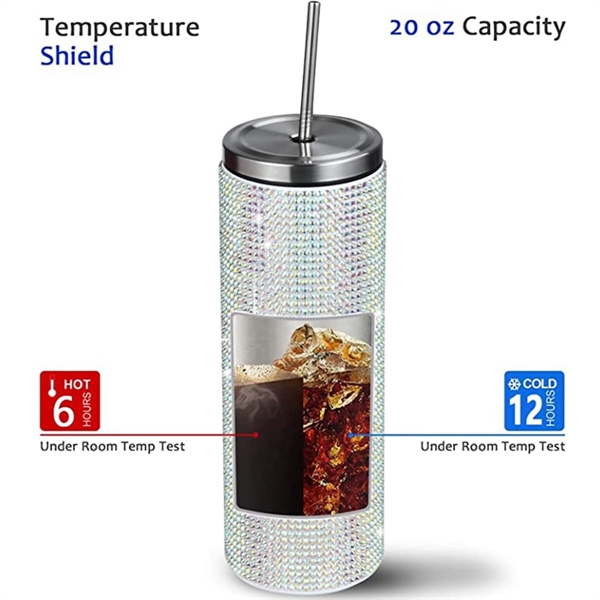 Stainless Steel Rhinestone Tumbler Reusable Water Bottle - Stainless Steel Rhinestone Tumbler Reusable Water Bottle - Image 1 of 2