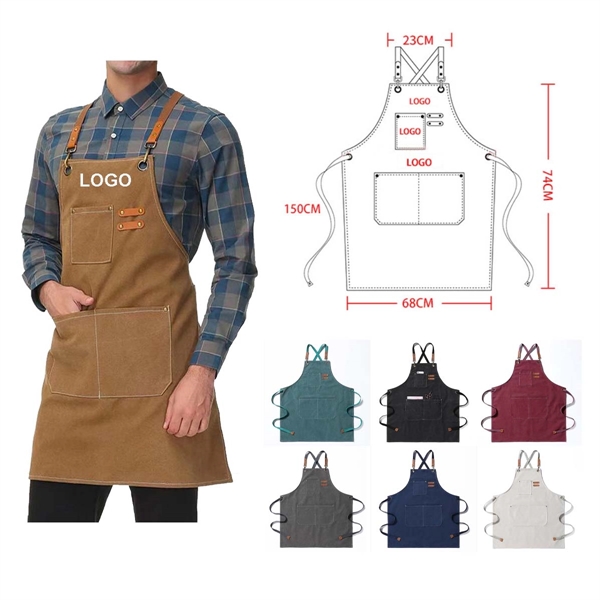 Canvas Cross Back Adjustable Apron - Canvas Cross Back Adjustable Apron - Image 0 of 2