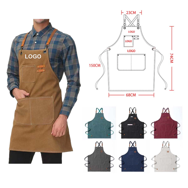Canvas Cross Back Adjustable Apron - Canvas Cross Back Adjustable Apron - Image 0 of 2