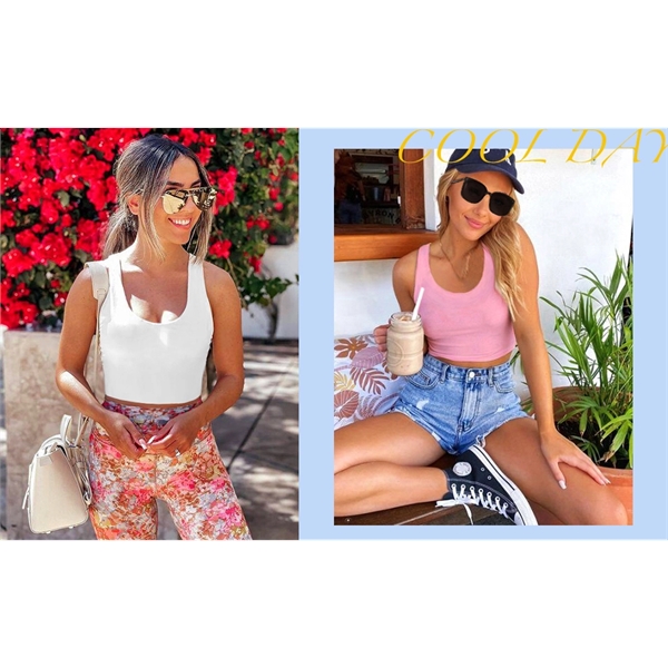 Basic Sleeveless Racerback Crop Sport Top For Women - Basic Sleeveless Racerback Crop Sport Top For Women - Image 1 of 2