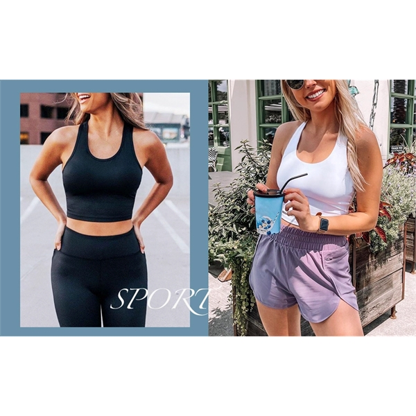 Basic Sleeveless Racerback Crop Sport Top For Women - Basic Sleeveless Racerback Crop Sport Top For Women - Image 2 of 2