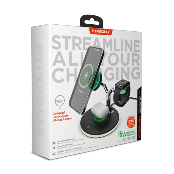 HyperGear MaxCharge 3-In-1 MagSafe Wireless Charging Stand - HyperGear MaxCharge 3-In-1 MagSafe Wireless Charging Stand - Image 8 of 9