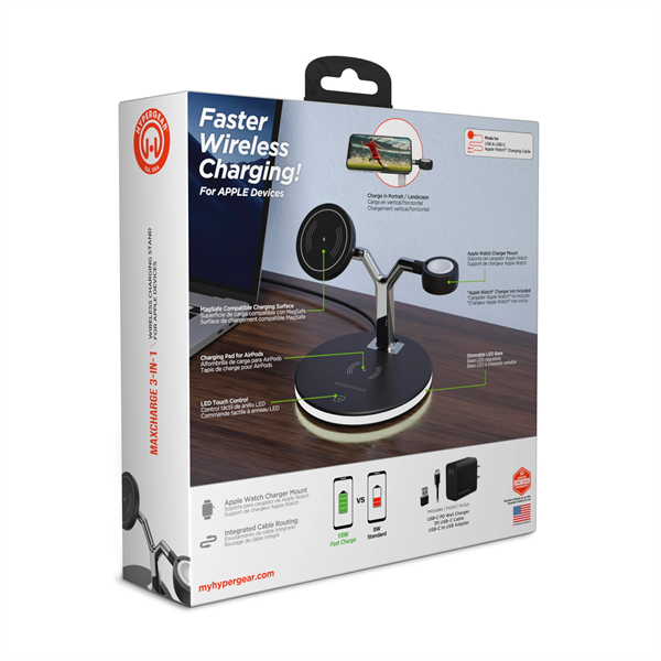 HyperGear MaxCharge 3-In-1 MagSafe Wireless Charging Stand - HyperGear MaxCharge 3-In-1 MagSafe Wireless Charging Stand - Image 9 of 9