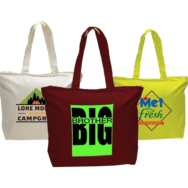 12 oz. Zipper Cotton Canvas Tote Bag (20" x 15") - 12 oz. Zipper Cotton Canvas Tote Bag (20" x 15") - Image 2 of 12