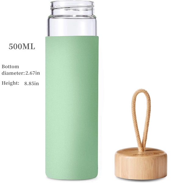 Glass Water Bottle With Bamboo Lid And Cup Cover - Glass Water Bottle With Bamboo Lid And Cup Cover - Image 3 of 3