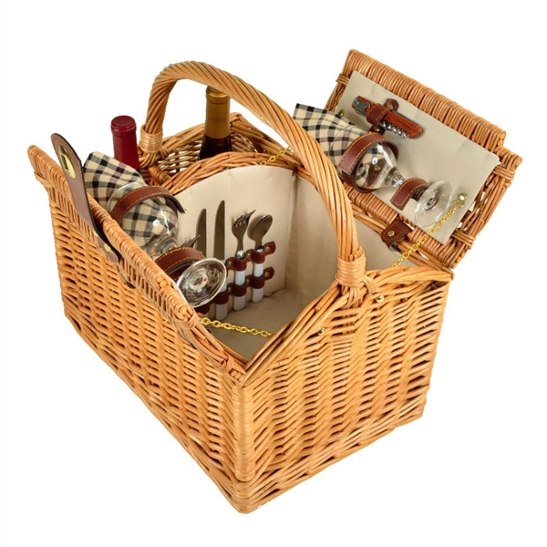 Folding Picnic Basket with Lid - Folding Picnic Basket with Lid - Image 2 of 3
