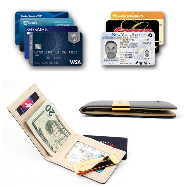 Premium 24K Gold Money Clip Leater Wallet Corporate Gift - Premium 24K Gold Money Clip Leater Wallet Corporate Gift - Image 3 of 5