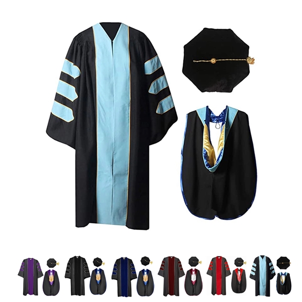 Doctoral Graduation Gown, Hood and Tam 8 Sided - Doctoral Graduation Gown, Hood and Tam 8 Sided - Image 0 of 9