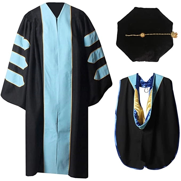 Doctoral Graduation Gown, Hood and Tam 8 Sided - Doctoral Graduation Gown, Hood and Tam 8 Sided - Image 1 of 9