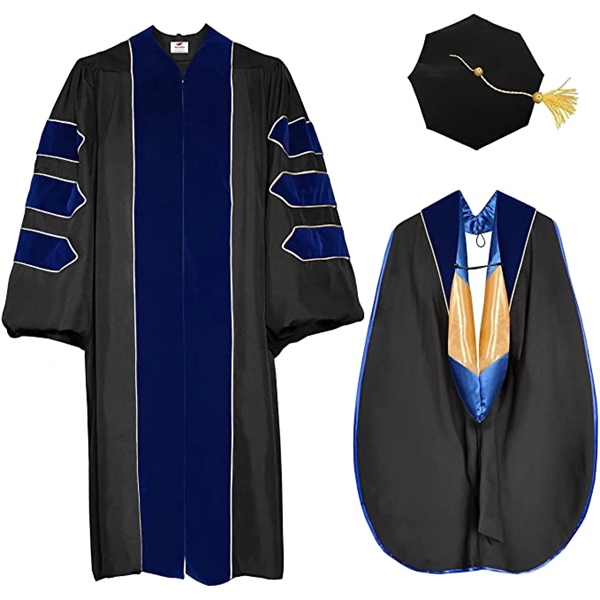 Doctoral Graduation Gown, Hood and Tam 8 Sided - Doctoral Graduation Gown, Hood and Tam 8 Sided - Image 4 of 9