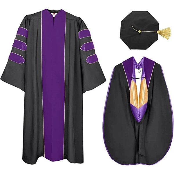 Doctoral Graduation Gown, Hood and Tam 8 Sided - Doctoral Graduation Gown, Hood and Tam 8 Sided - Image 6 of 9