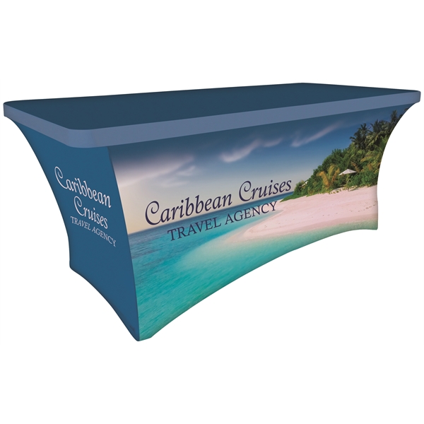 6' Customized Open Back Stretch Style Table Cover - 6' Customized Open Back Stretch Style Table Cover - Image 1 of 10