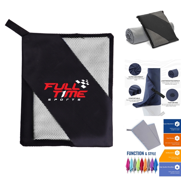 Custom Microfiber Beach Towel w/ Imprinted bag - Custom Microfiber Beach Towel w/ Imprinted bag - Image 0 of 5