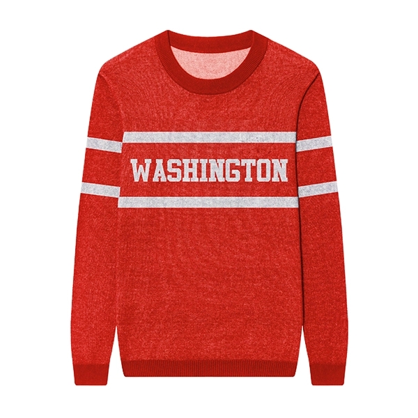 Custom Knit Cotton Blend Varsity Crewneck Sweater - Custom Knit Cotton Blend Varsity Crewneck Sweater - Image 5 of 8