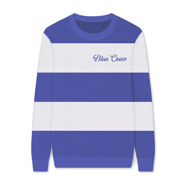 Custom Knit Cotton Blend Varsity Crewneck Sweater - Custom Knit Cotton Blend Varsity Crewneck Sweater - Image 6 of 8