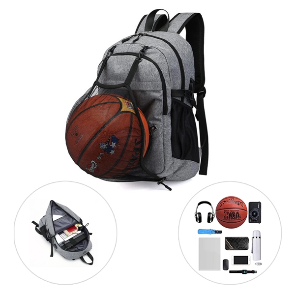 School Basketball Backpack With Usb Charging - School Basketball Backpack With Usb Charging - Image 1 of 2