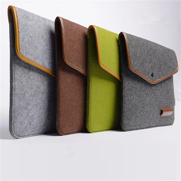 FELT LAPTOP SLEEVE WITH PU TRIM, PEN HOLDER AND BUTTON CLOSE - FELT LAPTOP SLEEVE WITH PU TRIM, PEN HOLDER AND BUTTON CLOSE - Image 2 of 3