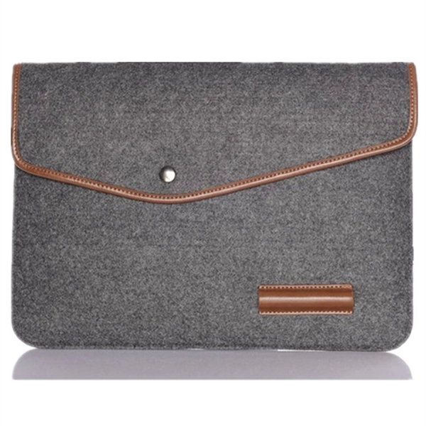 FELT LAPTOP SLEEVE WITH PU TRIM, PEN HOLDER AND BUTTON CLOSE - FELT LAPTOP SLEEVE WITH PU TRIM, PEN HOLDER AND BUTTON CLOSE - Image 3 of 3