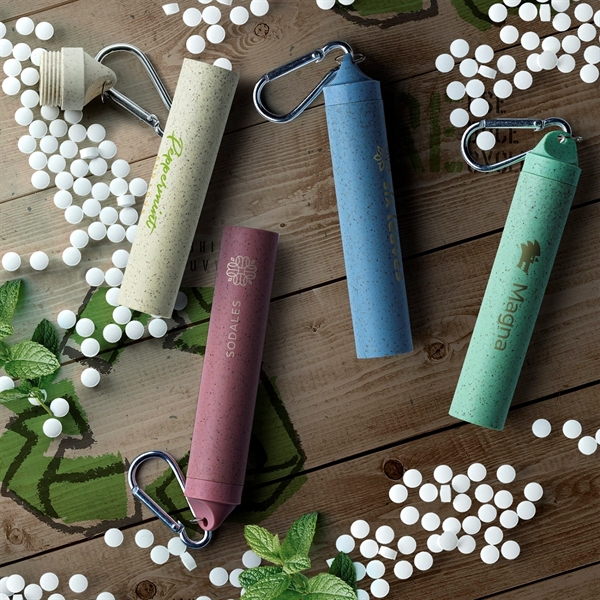Custom Wheat Straw Mini Mints Keychain