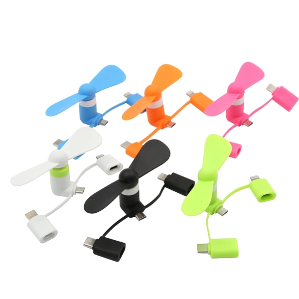 USB Mini fan with 3 in one connector with Type C - USB Mini fan with 3 in one connector with Type C - Image 1 of 9