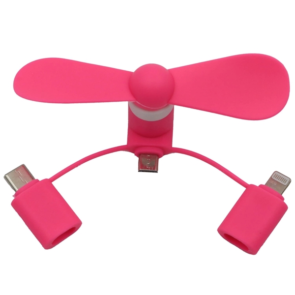 USB Mini fan with 3 in one connector with Type C - USB Mini fan with 3 in one connector with Type C - Image 2 of 9