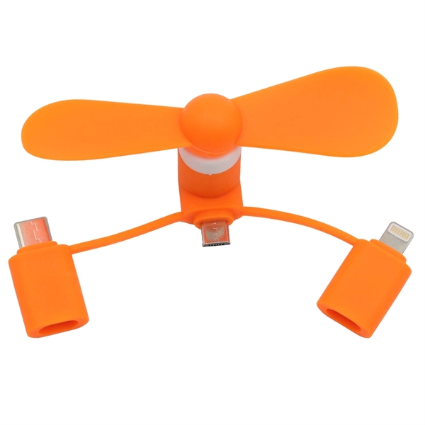 USB Mini fan with 3 in one connector with Type C - USB Mini fan with 3 in one connector with Type C - Image 4 of 9